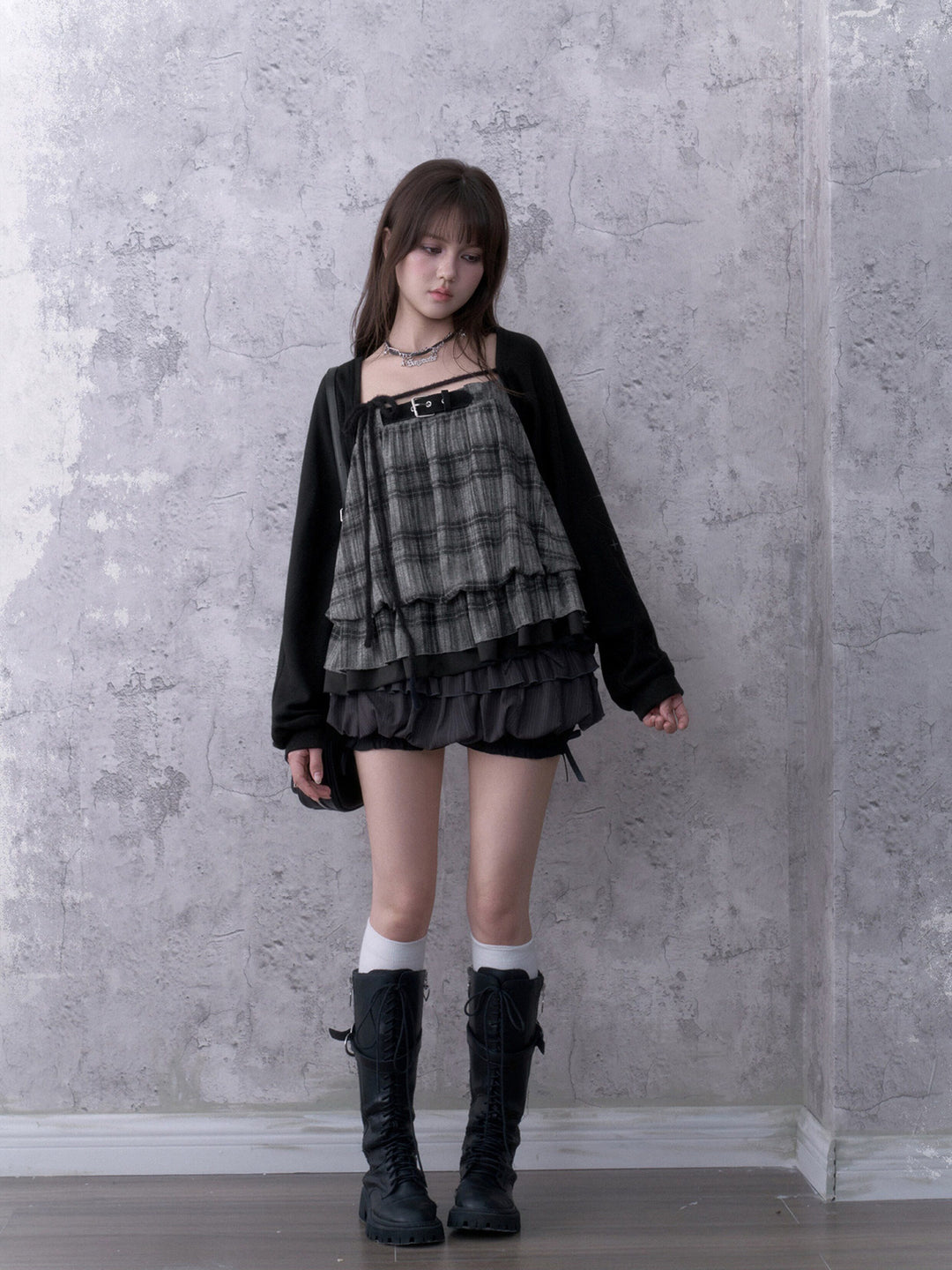 Grunge Plaid Buckle Cami Top
