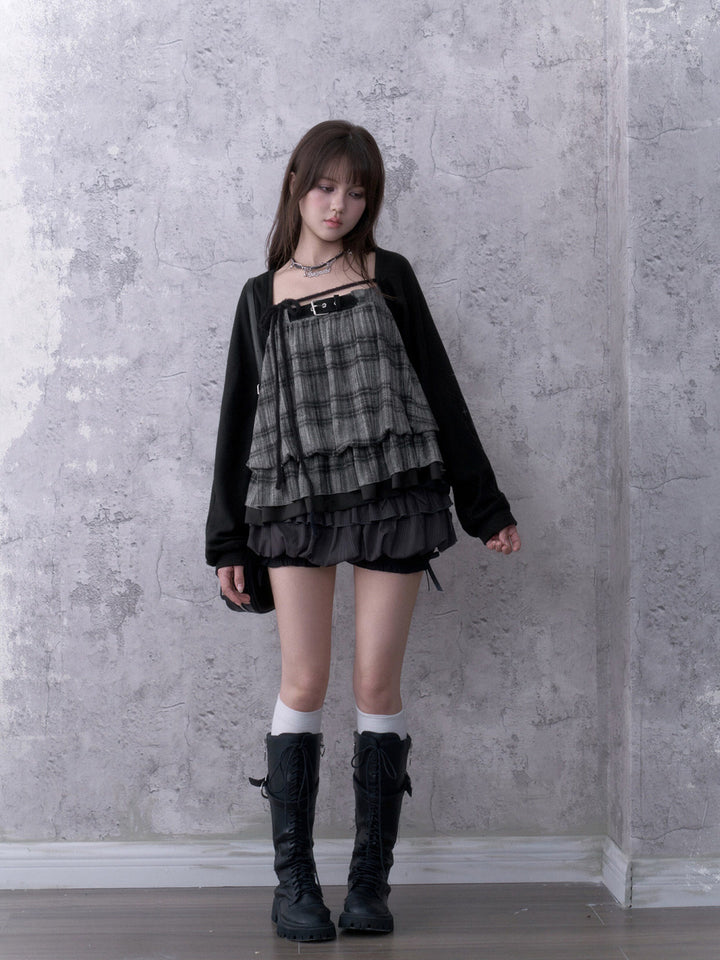 Grunge Plaid Buckle Cami Top