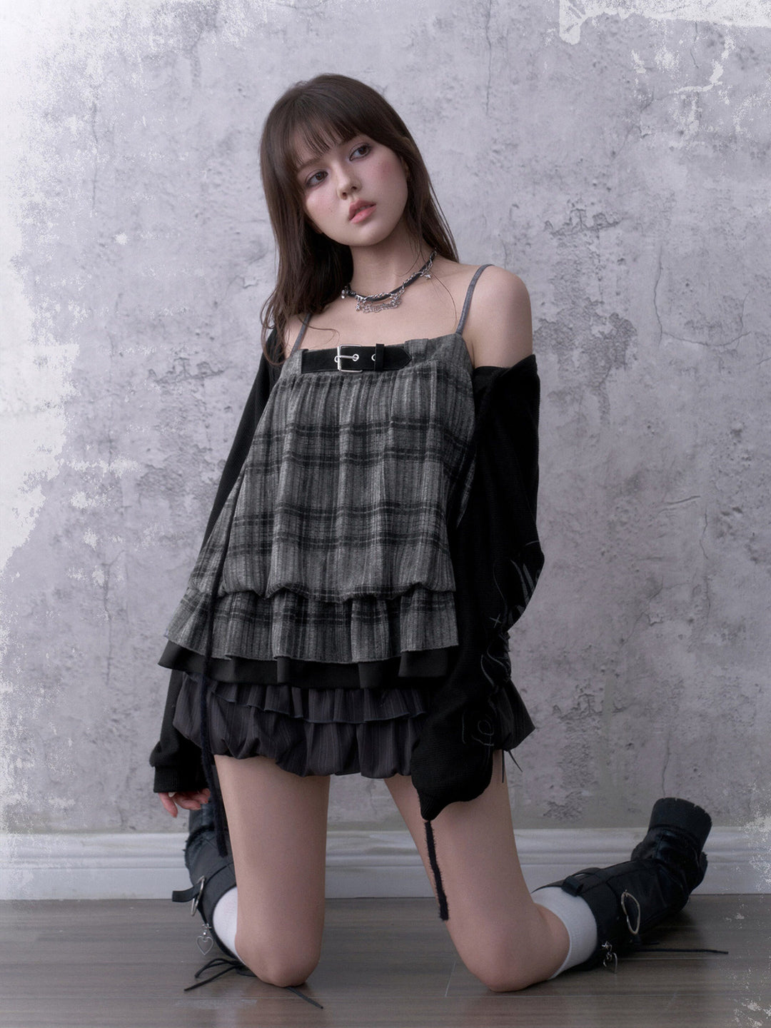 Grunge Plaid Buckle Cami Top