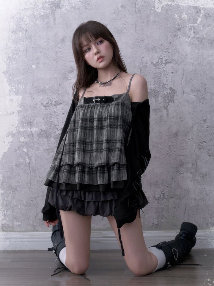 Grunge Plaid Buckle Cami Top