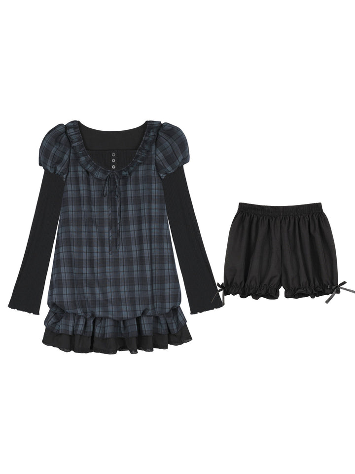 Dark Coquette Plaid Babydoll Dress