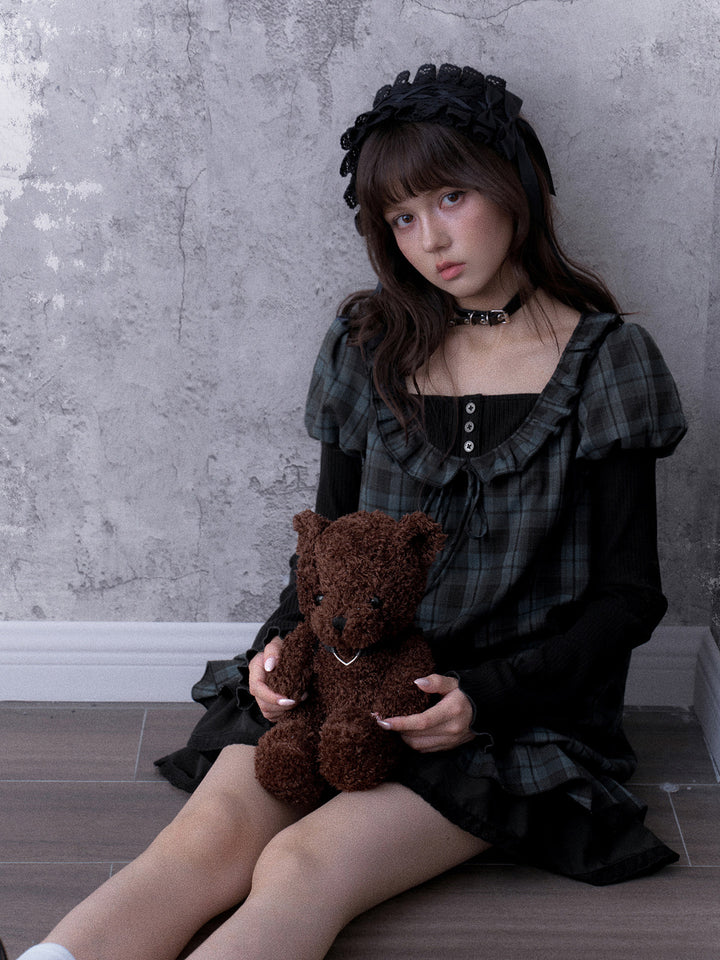 Dark Coquette Plaid Babydoll Dress