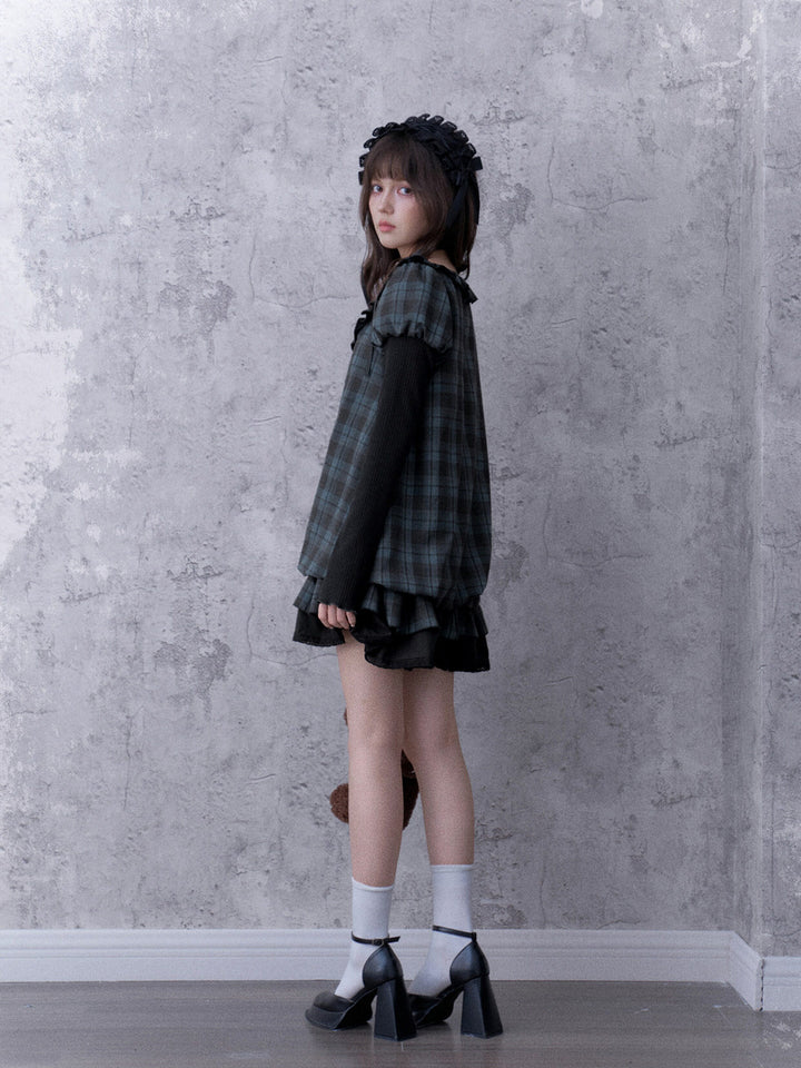 Dark Coquette Plaid Babydoll Dress