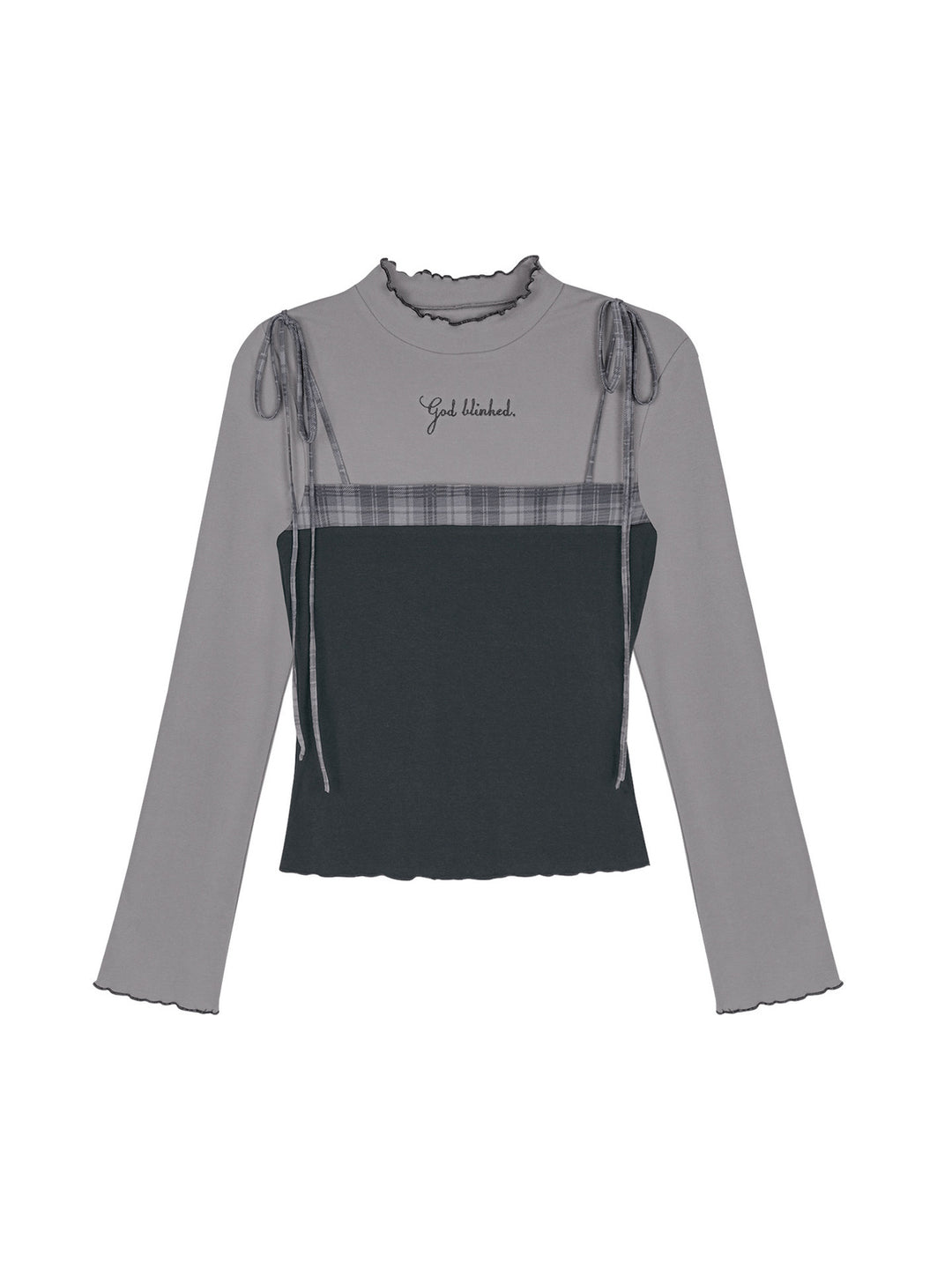 Acubi Plaid Layered Long Sleeve Top