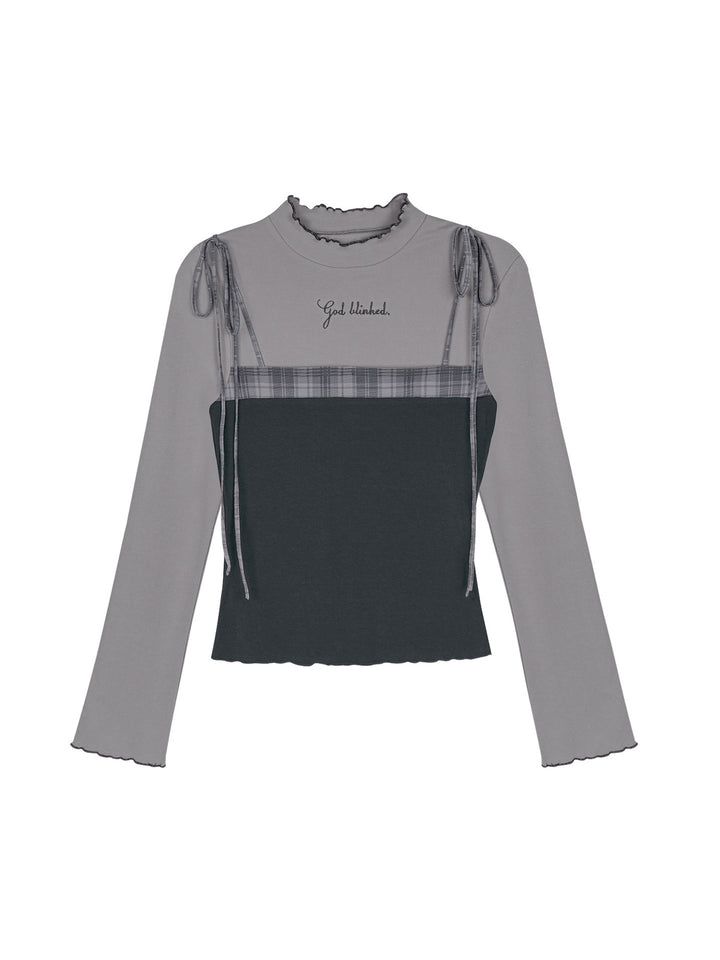 Acubi Plaid Layered Long Sleeve Top