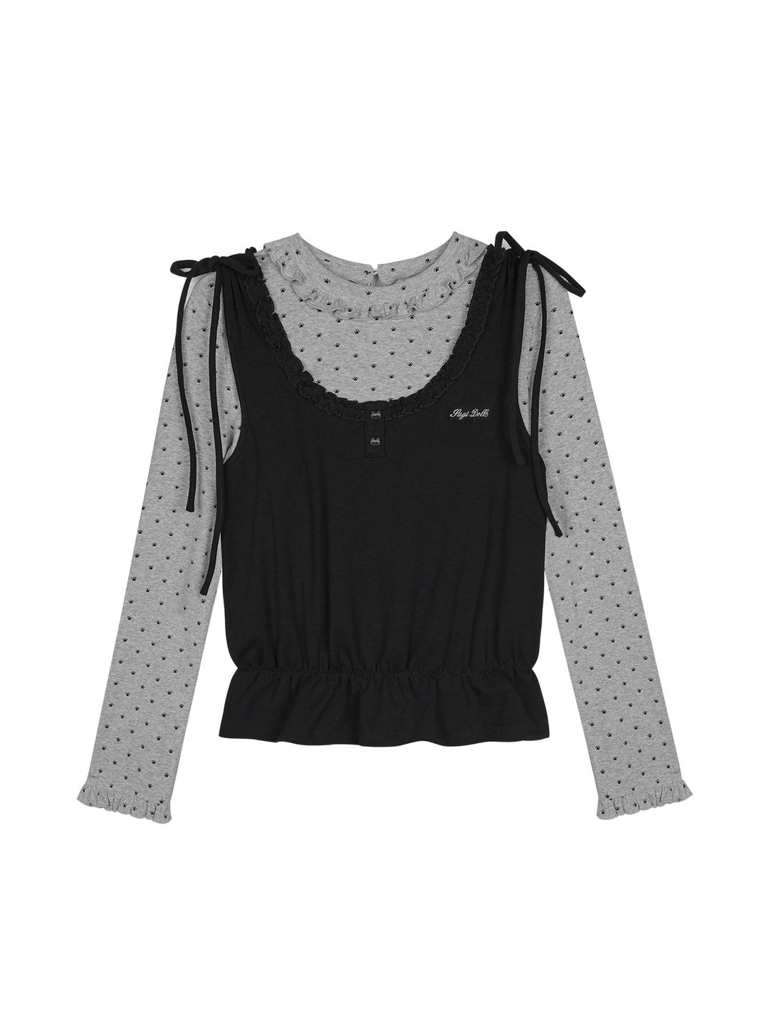 Y2K Ruffle Faux Two-Piece Top