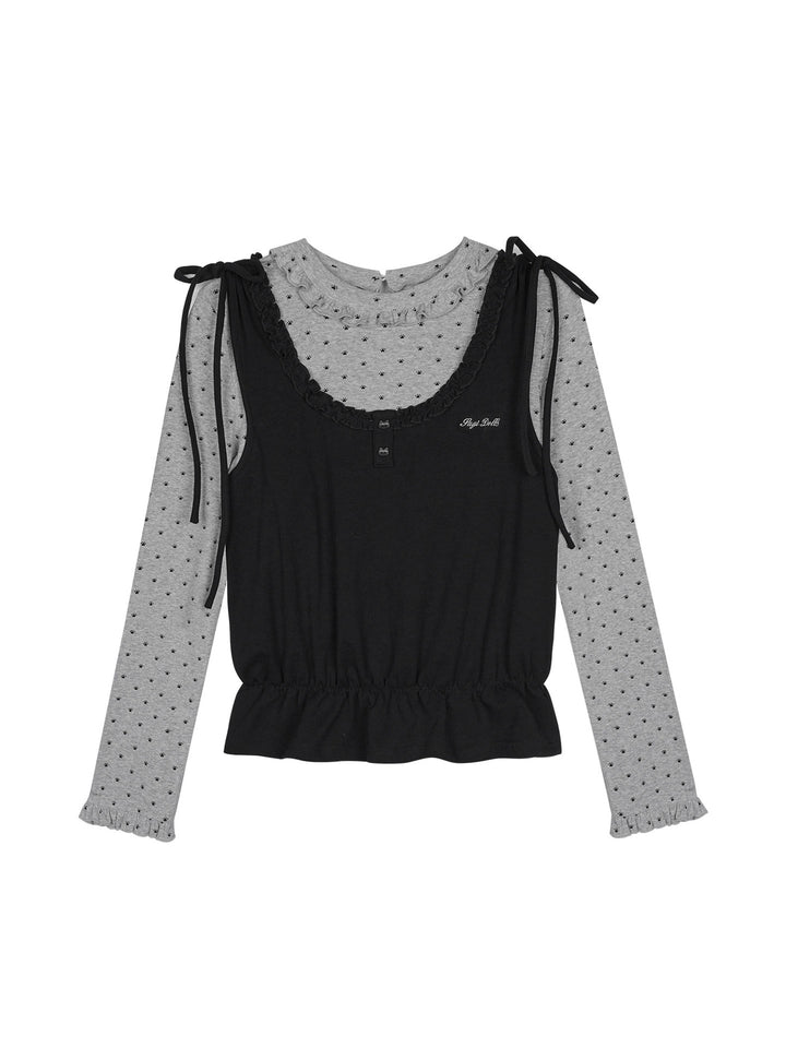 Y2K Ruffle Faux Two-Piece Top