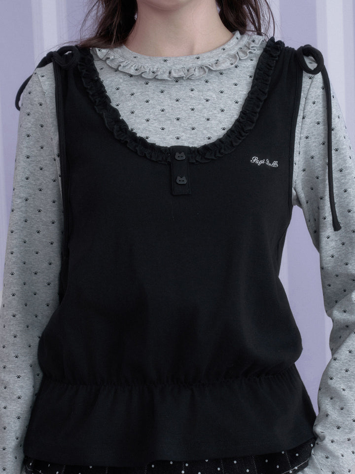 Y2K Ruffle Faux Two-Piece Top