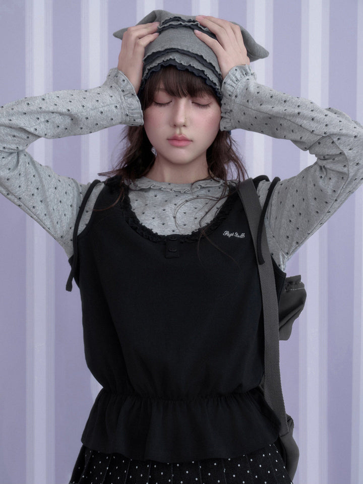 Y2K Ruffle Faux Two-Piece Top