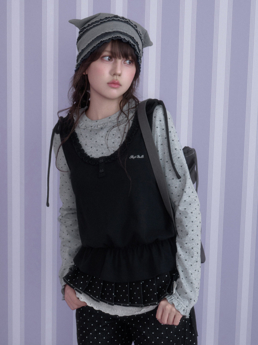 Y2K Ruffle Faux Two-Piece Top