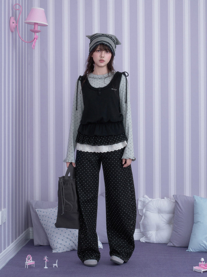 Y2K Ruffle Faux Two-Piece Top
