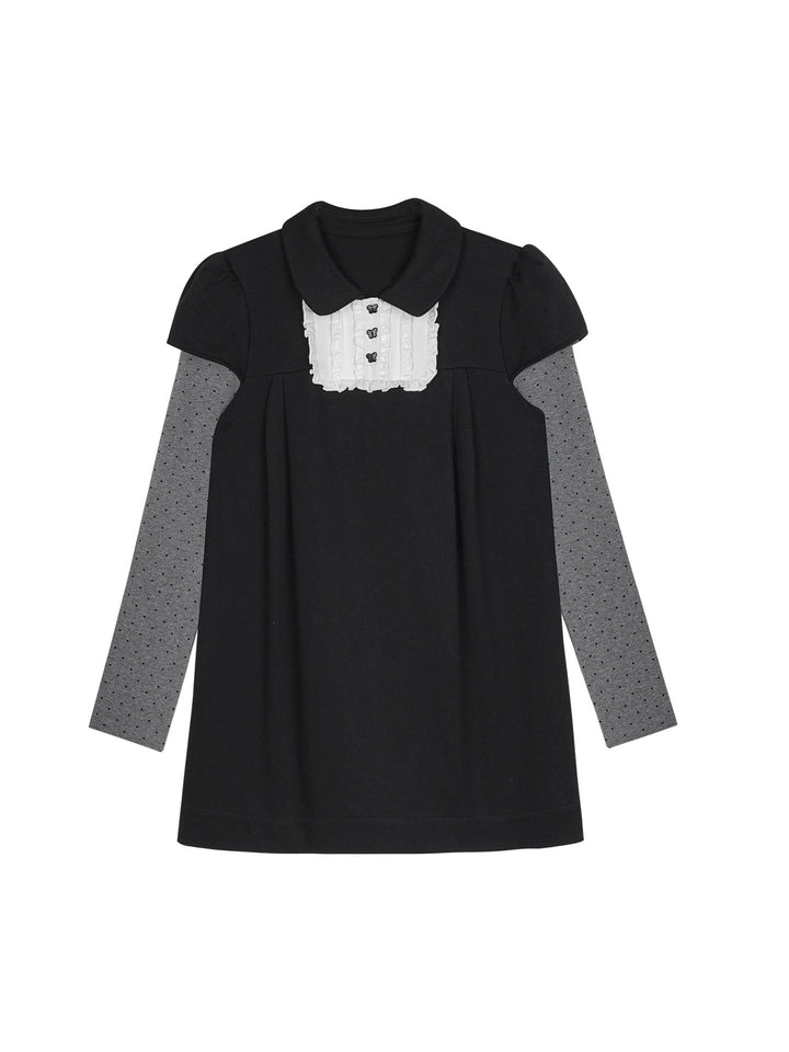 Dark Coquette Ruffle Bib Mini Dress