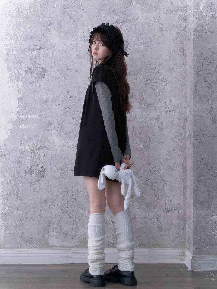 Dark Coquette Ruffle Bib Mini Dress