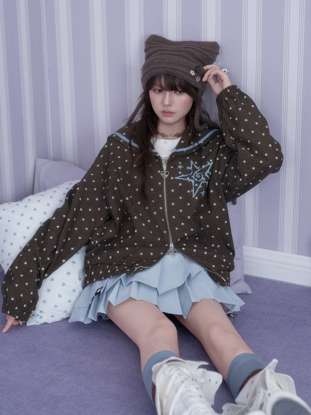 Y2K Star Sailor Collar Jacket