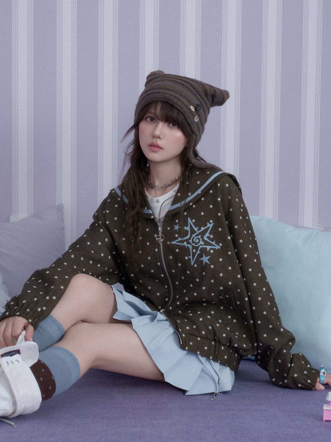 Y2K Star Sailor Collar Jacket