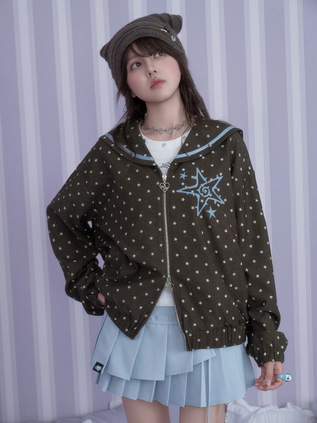 Y2K Star Sailor Collar Jacket