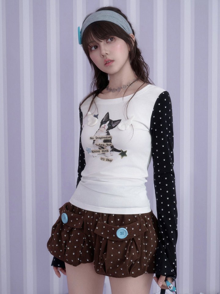 Paw Print Corduroy Bloomer Shorts