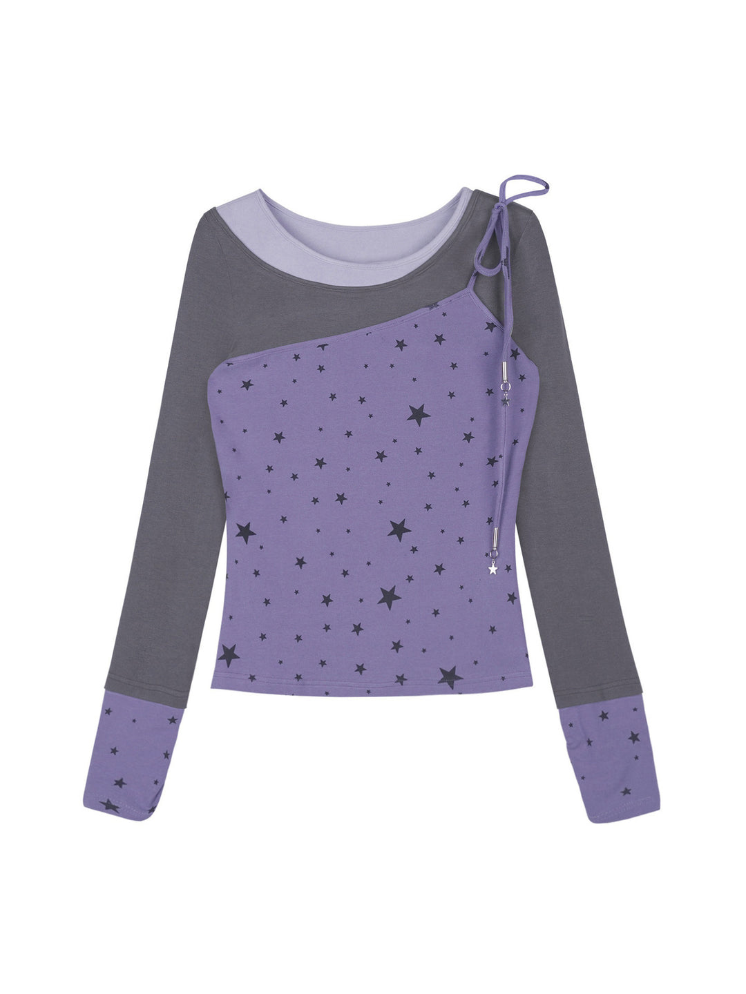 Y2K Asymmetric Tie-Shoulder Layered Top