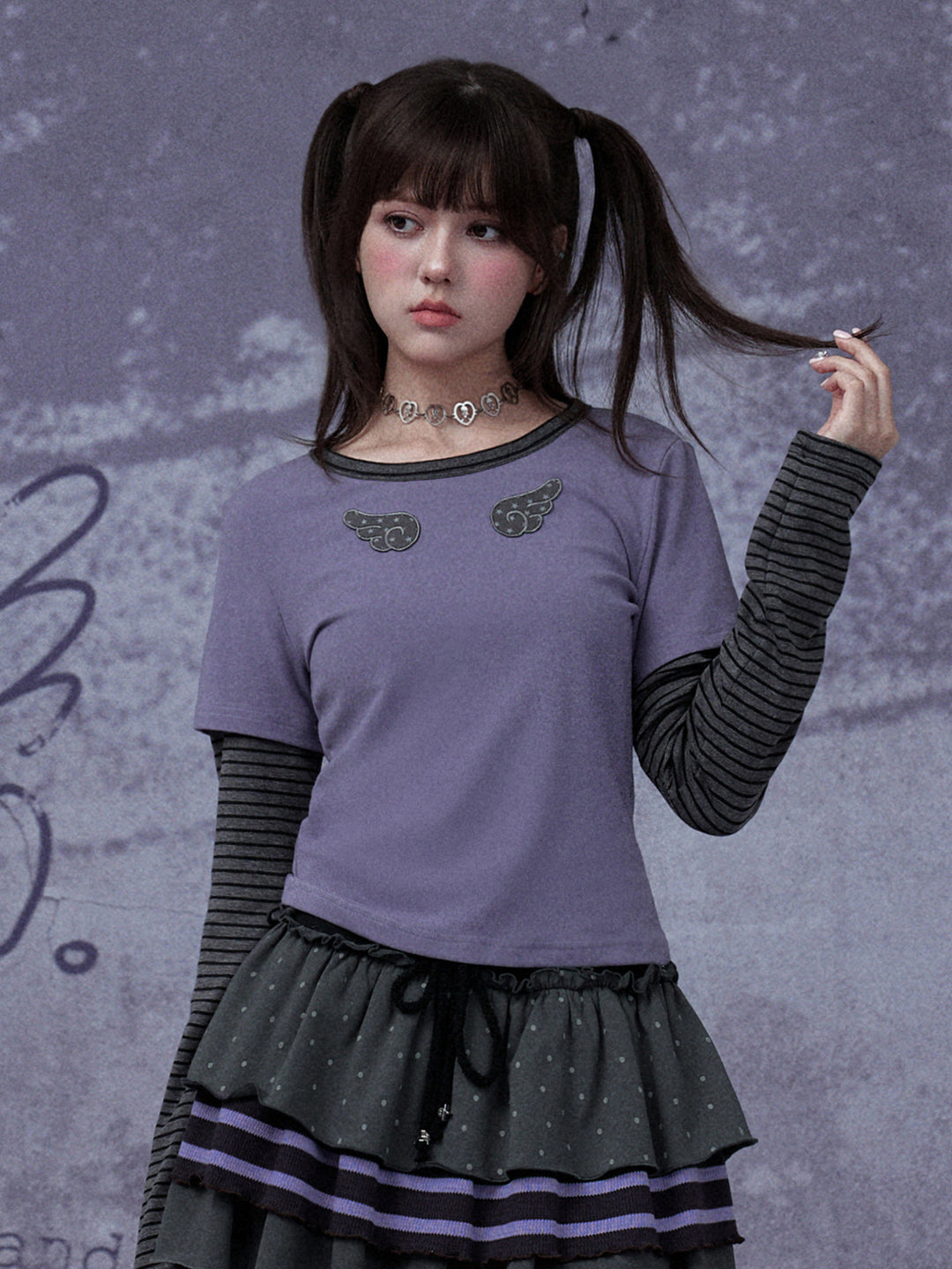 Y2K Wing Graphic Layered Top
