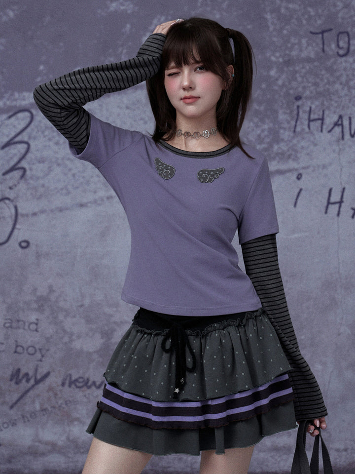Y2K Wing Graphic Layered Top