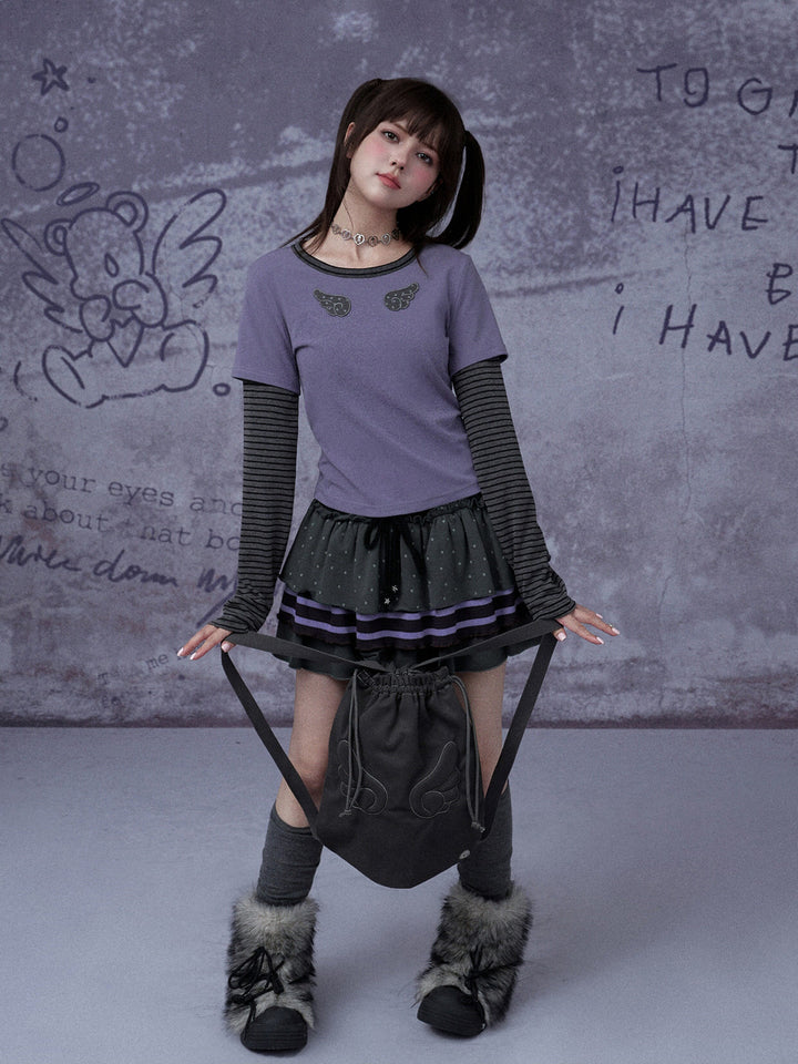 Y2K Wing Graphic Layered Top
