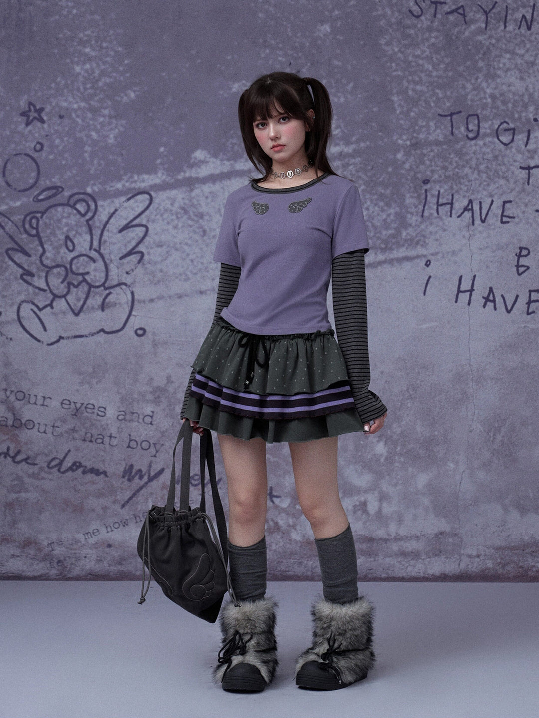 Y2K Wing Graphic Layered Top