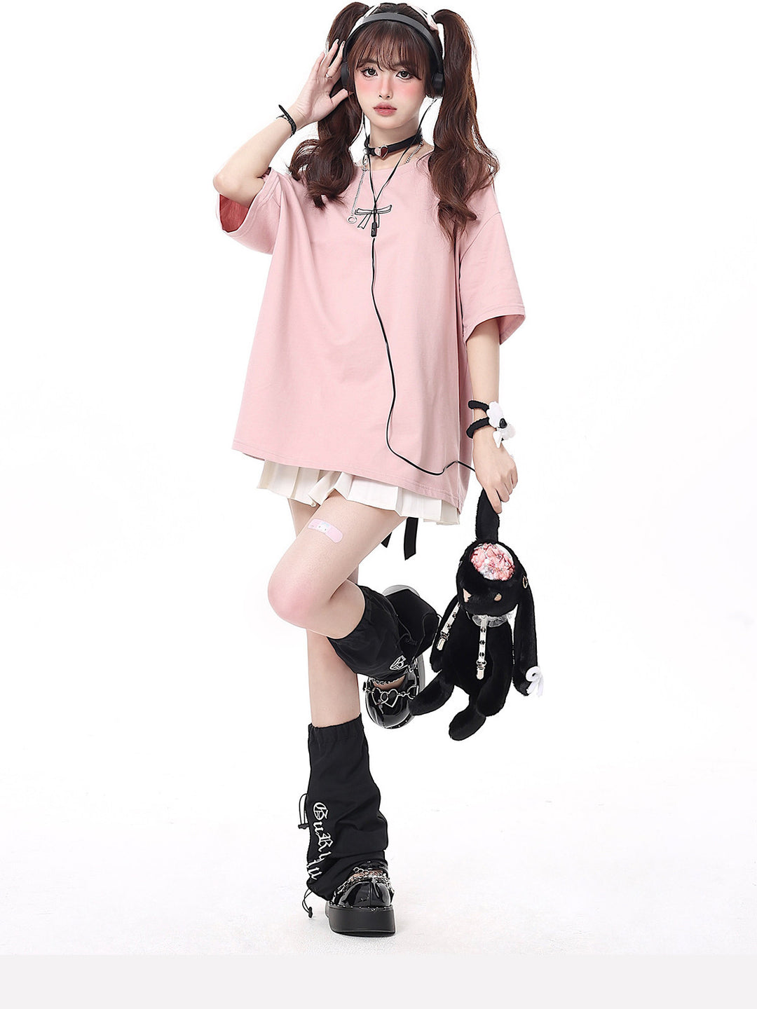 Coquette Ribbon Lace-Up Oversized T-Shirt