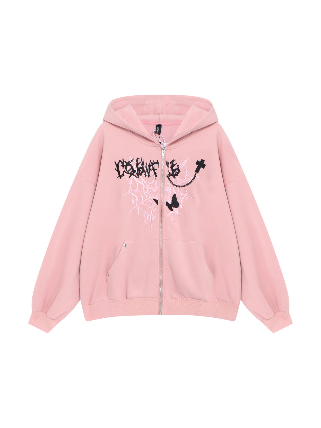 Gothic Butterfly Graphic Zip-Up Hoodie