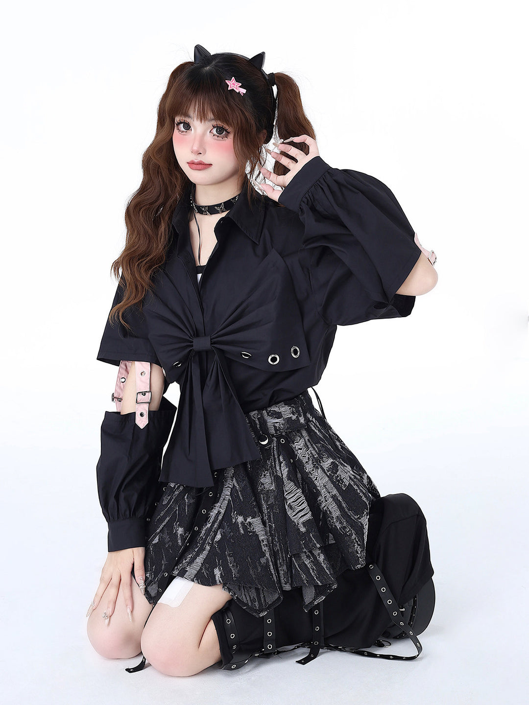 Y2K Grommet Handkerchief Mini Skirt