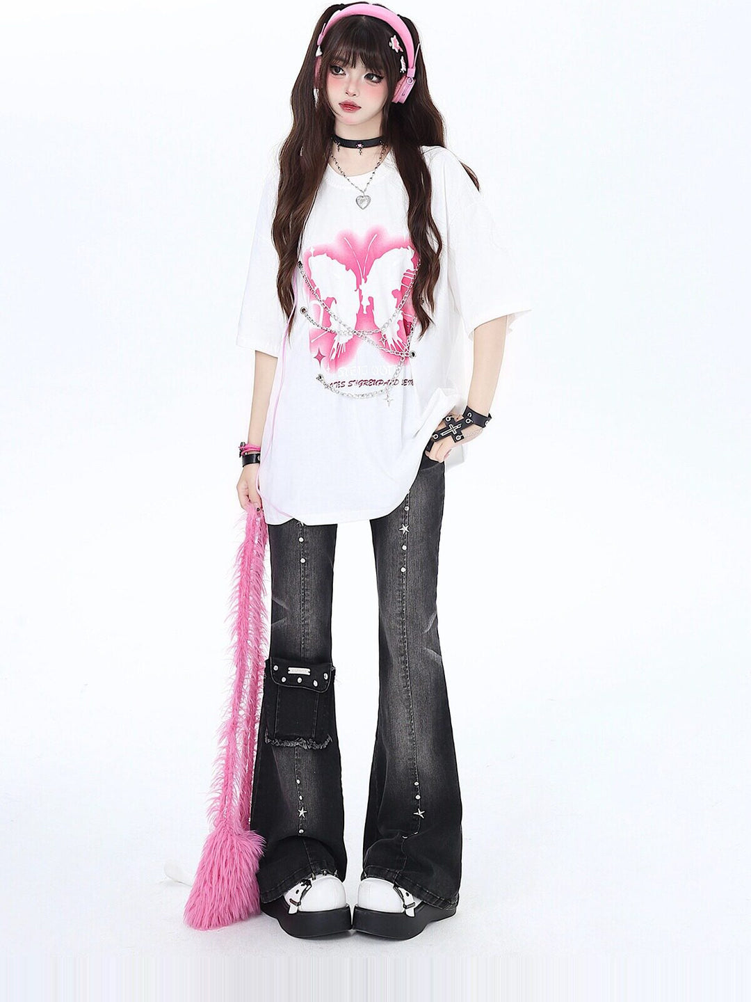 Y2K Star Charm Flare Jeans