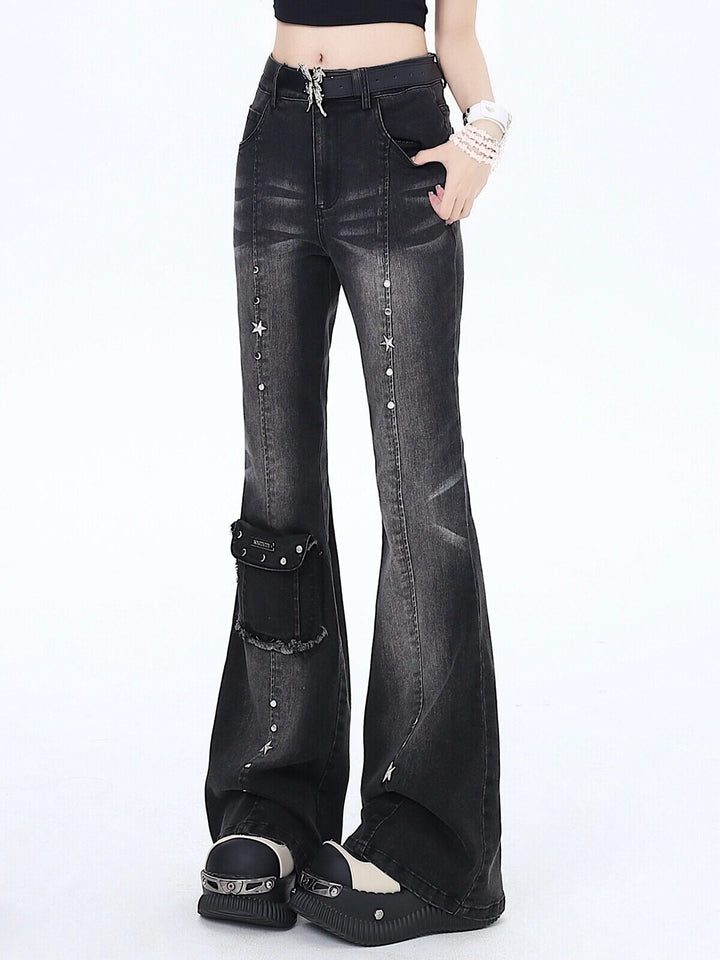 Y2K Star Charm Flare Jeans