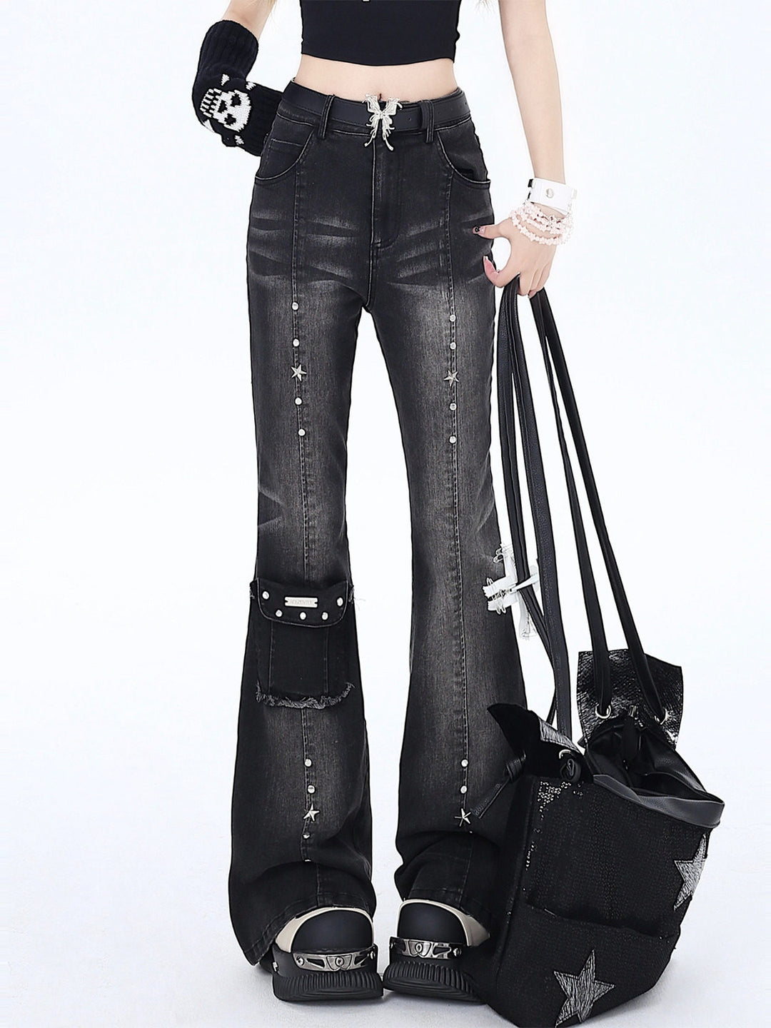 Y2K Star Charm Flare Jeans