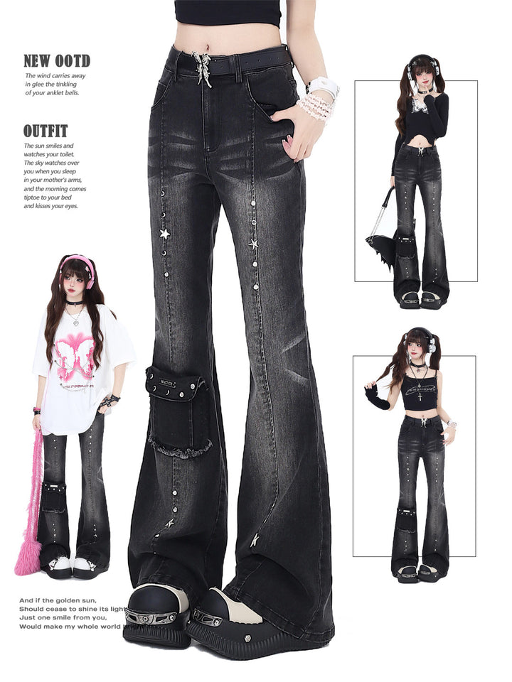 Y2K Star Charm Flare Jeans