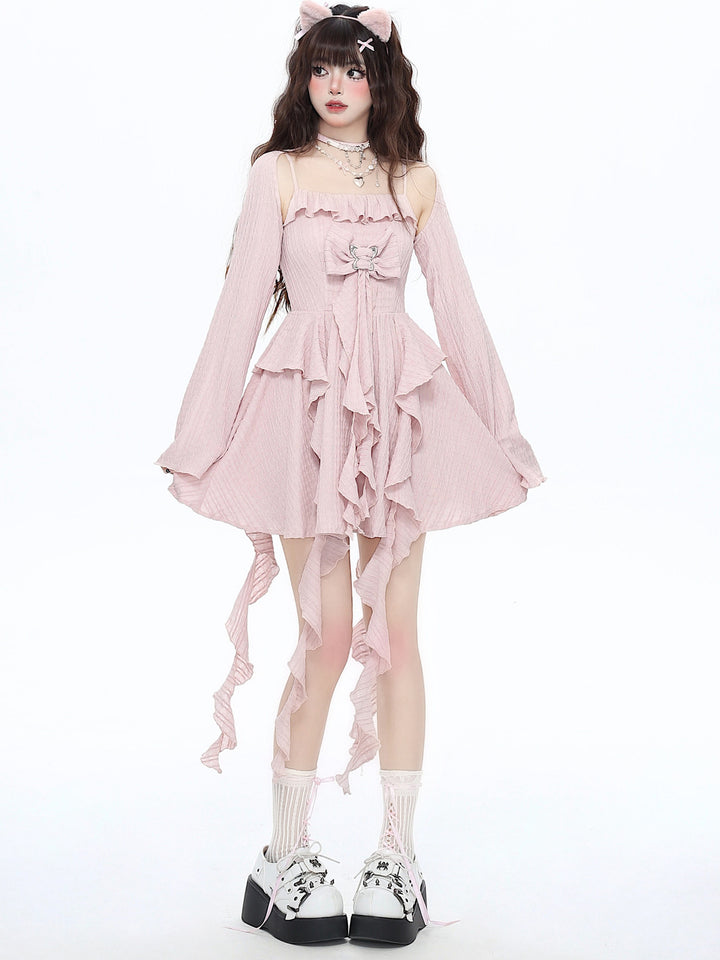 Coquette Bow Handkerchief Mini Dress