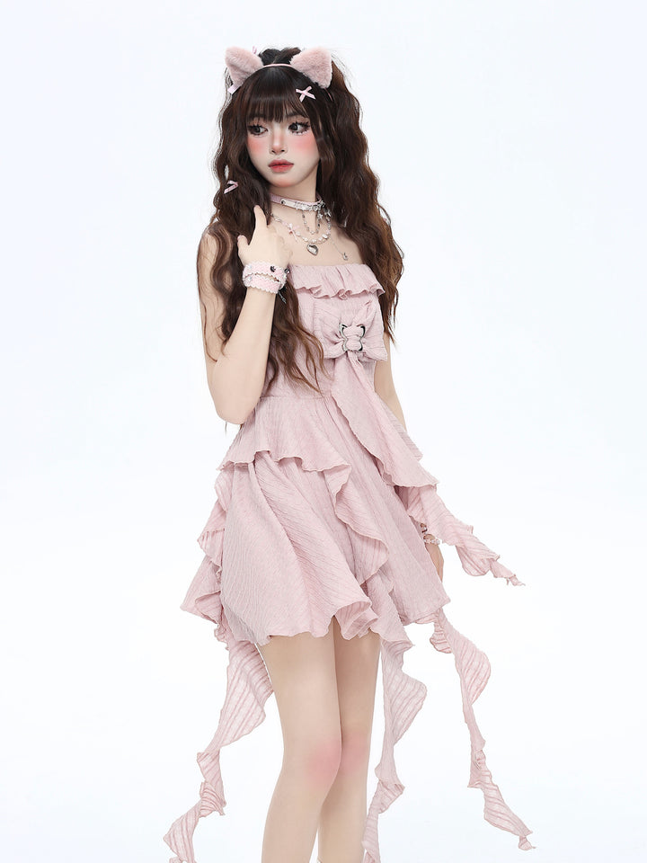 Coquette Bow Handkerchief Mini Dress