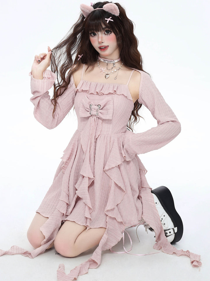 Coquette Bow Handkerchief Mini Dress