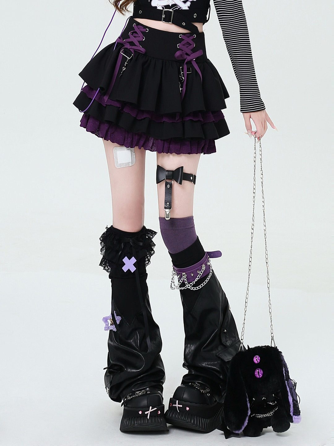 Y2K Lace-Up Tiered Mini Skirt