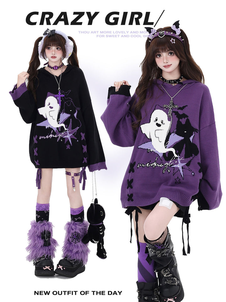 Gothic Ghost Graphic Oversized Sweater