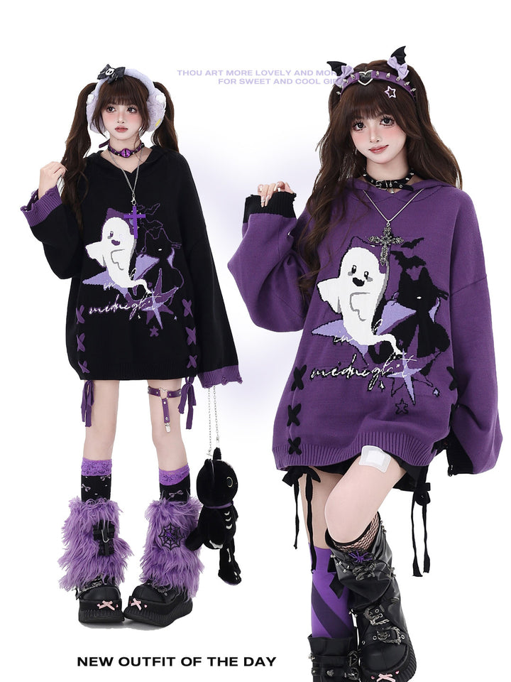 Gothic Ghost Graphic Oversized Sweater