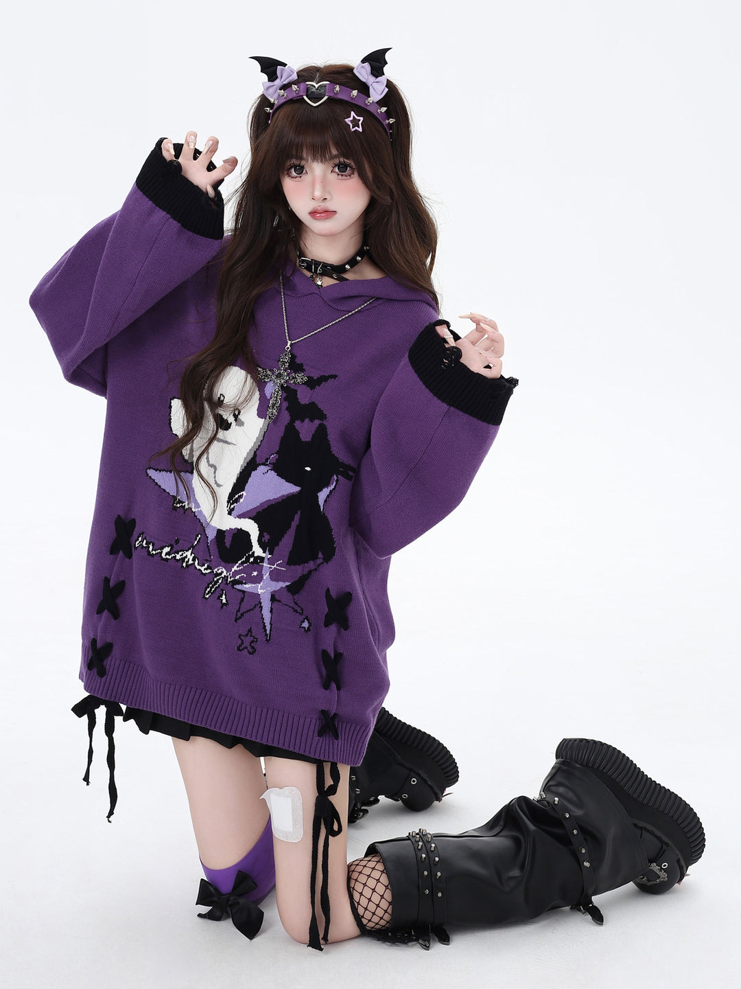 Gothic Ghost Graphic Oversized Sweater