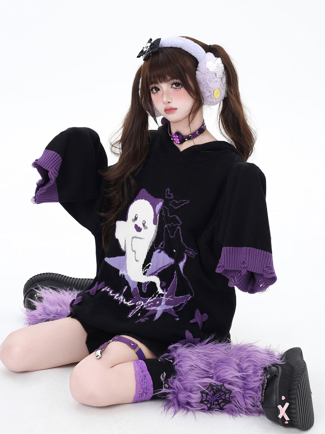 Gothic Ghost Graphic Oversized Sweater