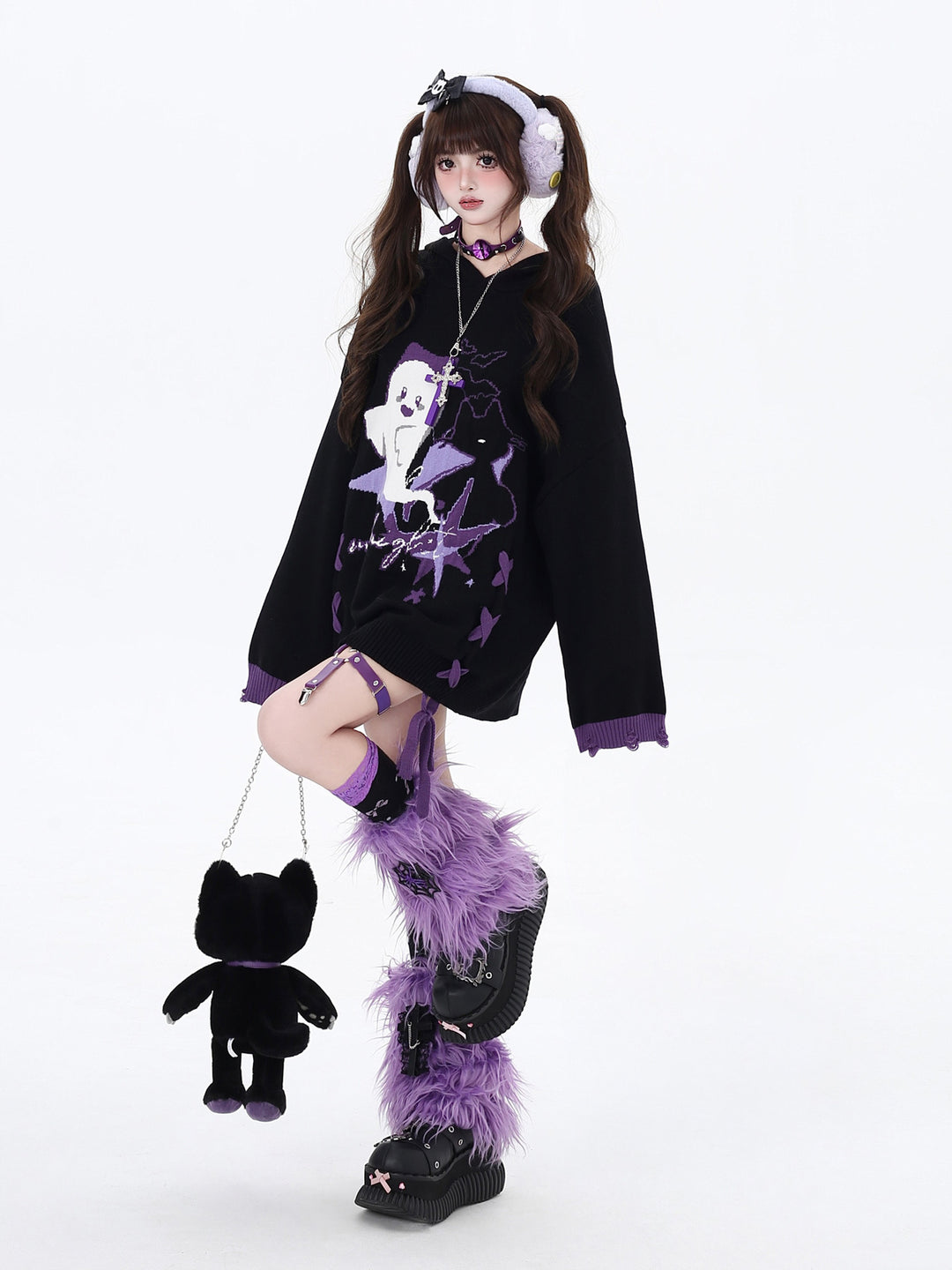 Gothic Ghost Graphic Oversized Sweater