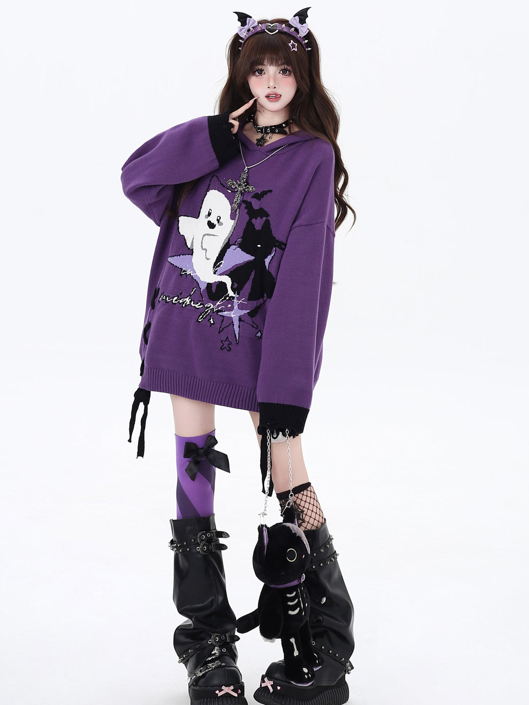 Gothic Ghost Graphic Oversized Sweater