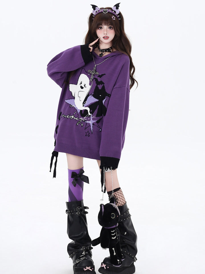 Gothic Ghost Graphic Oversized Sweater