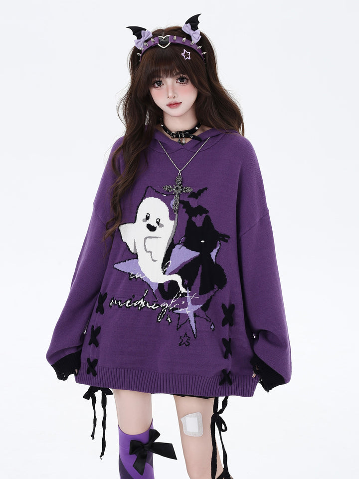 Gothic Ghost Graphic Oversized Sweater