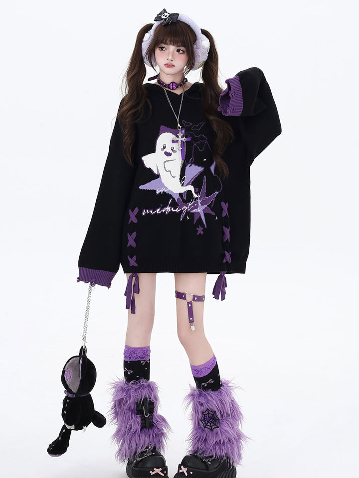 Gothic Ghost Graphic Oversized Sweater