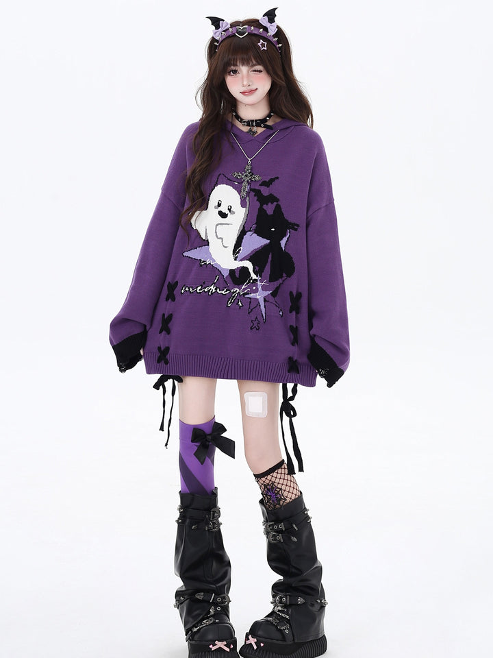 Gothic Ghost Graphic Oversized Sweater