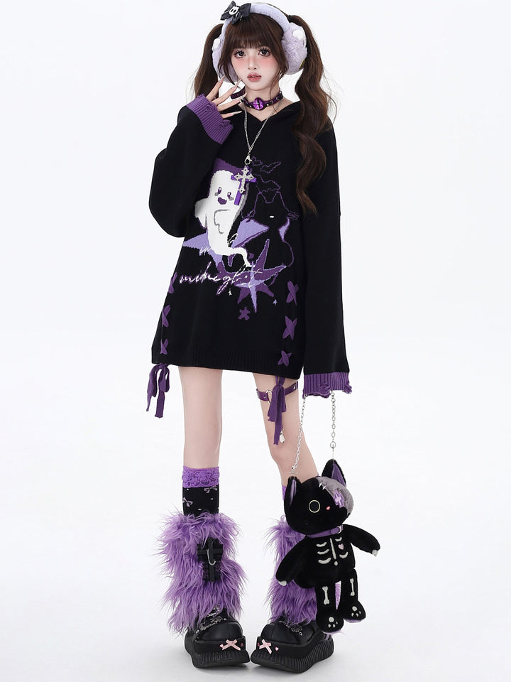 Gothic Ghost Graphic Oversized Sweater