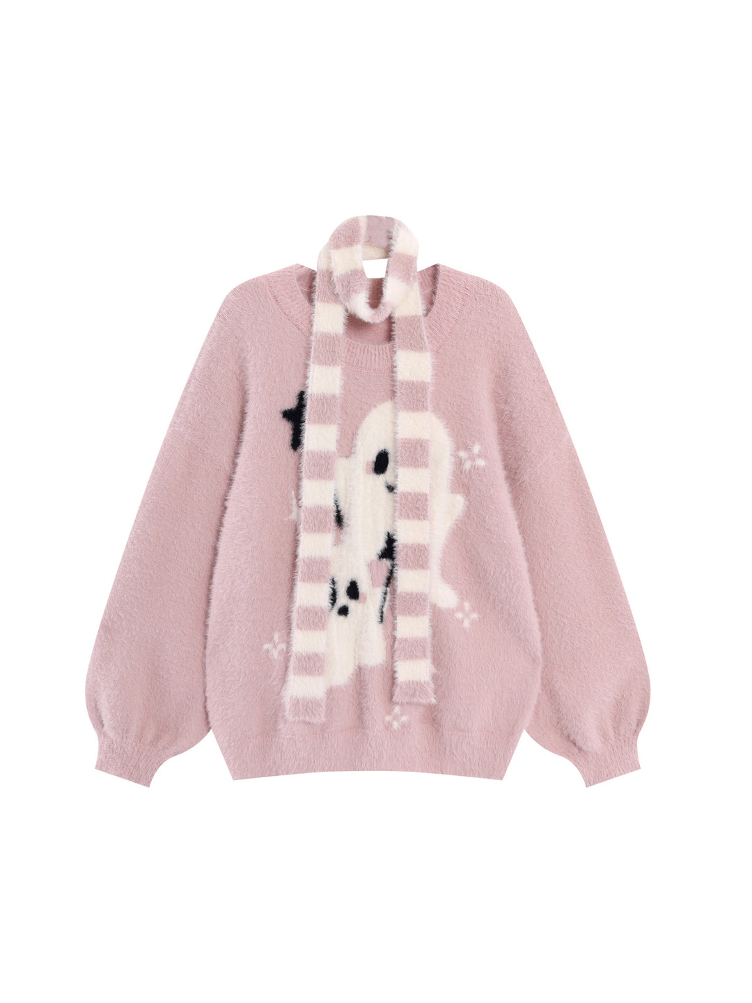 Kawaii Ghost Graphic Fuzzy Sweater