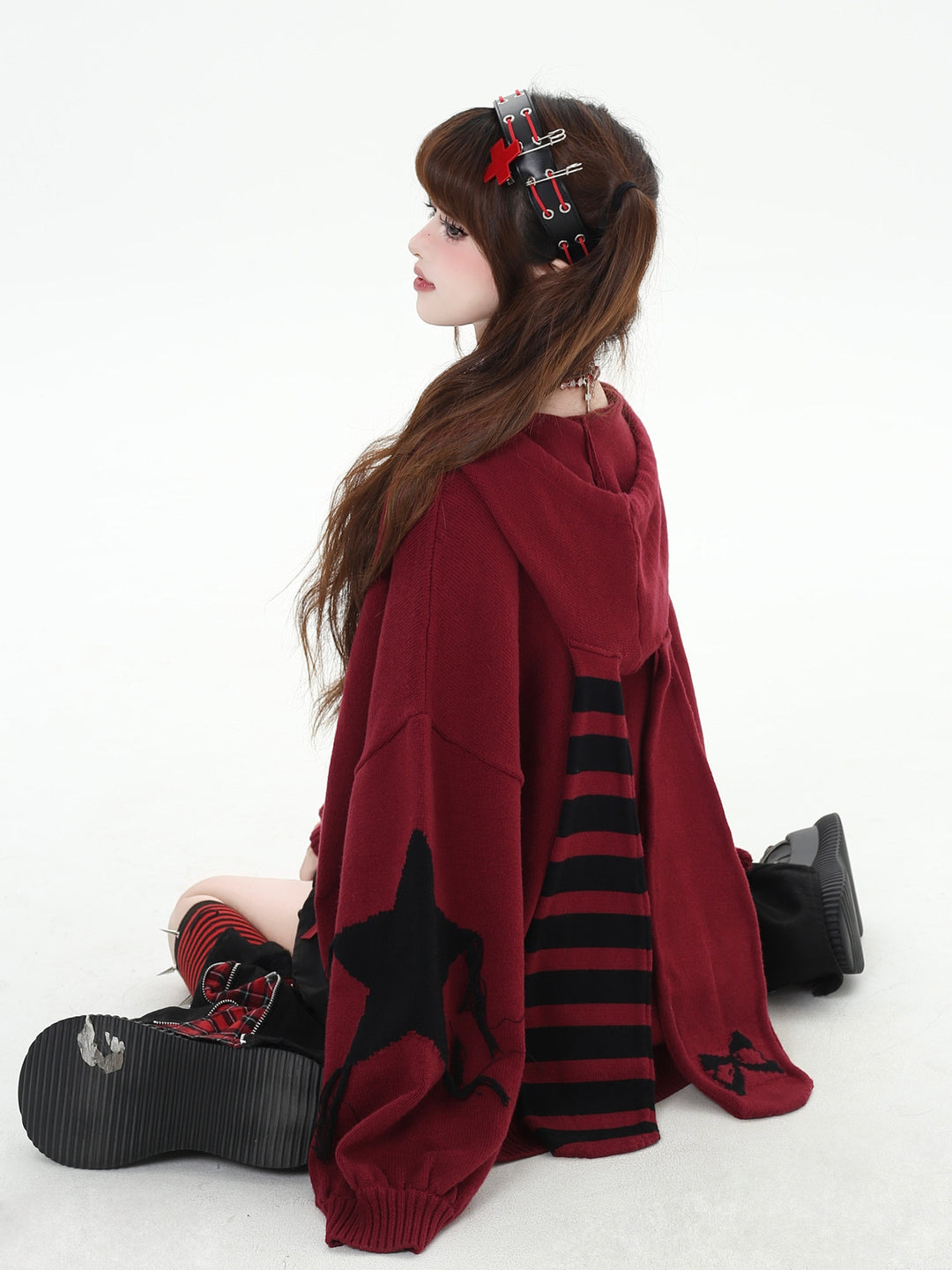 Grunge Bunny Ear Hooded Cardigan